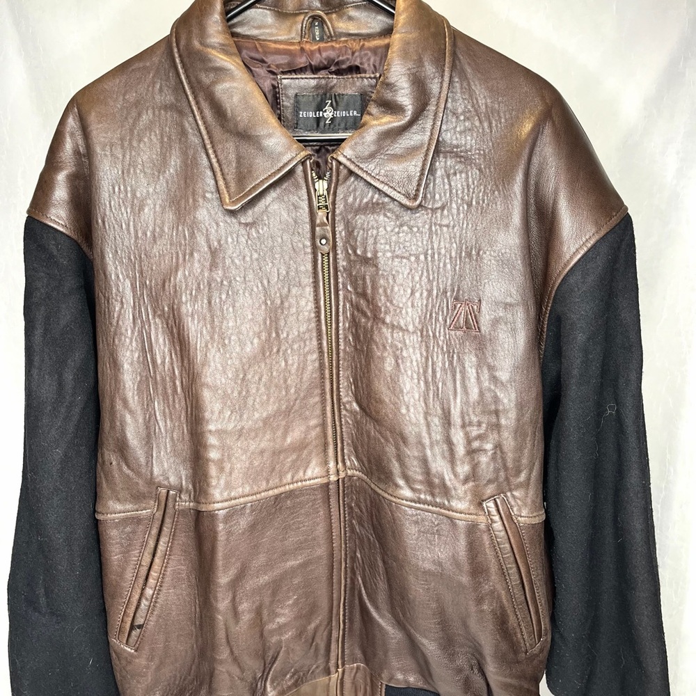 Vintage Zeidler and Zeidler Leather Bomber Jacket Mens XL Brown Soft Las Vegas